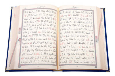 Kadife Kutulu Kur'an-ı Kerim (Çanta Boy, Güllü, Lacivert) - 2