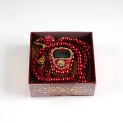 Taşlı Zikirmatik Tesbih Hediye Seti (Bordo) - HAYRAT NEŞRİYAT